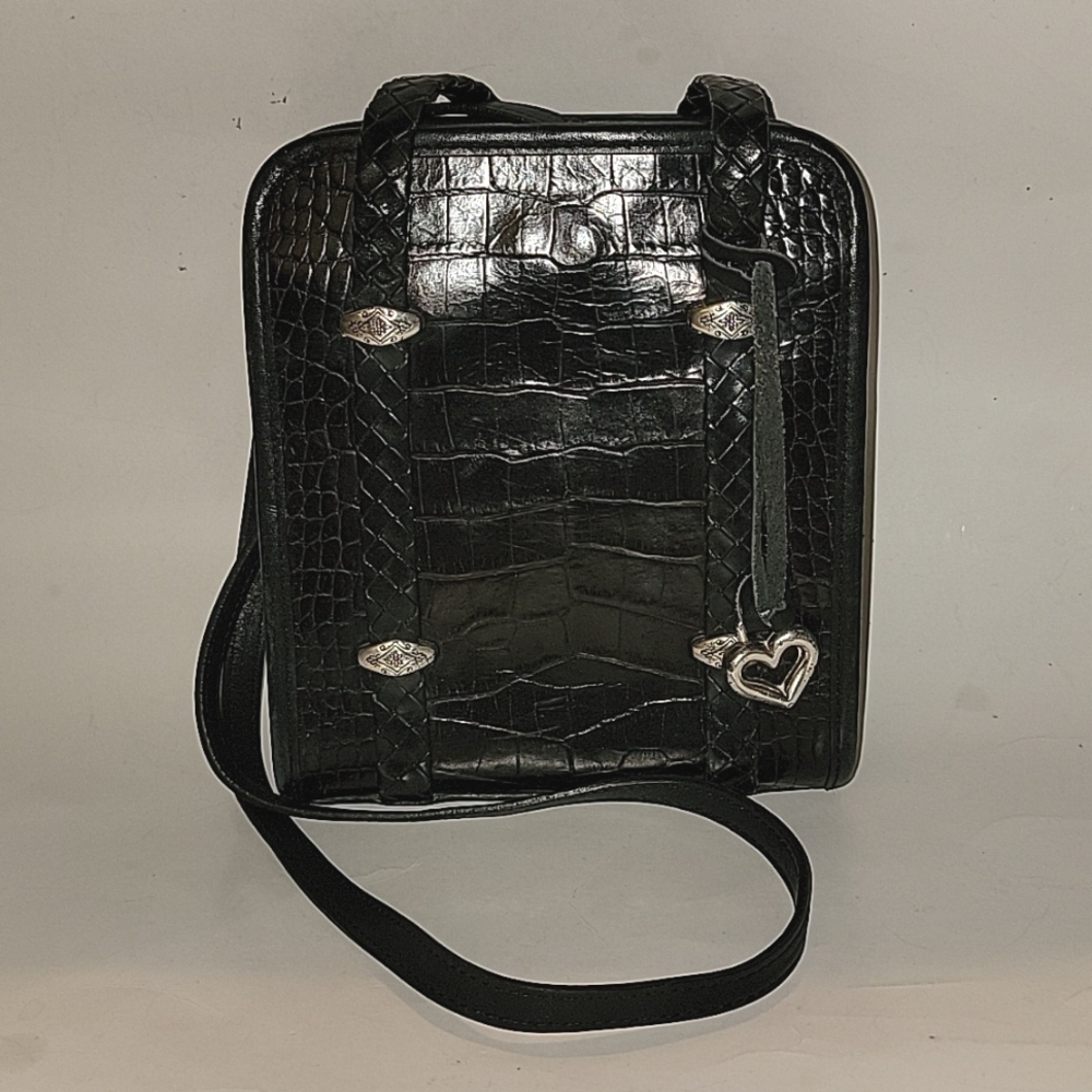 BRIGHTON LITTLE DONNA BLACK LEATHER CROSSBODY/SHOULDER BAG